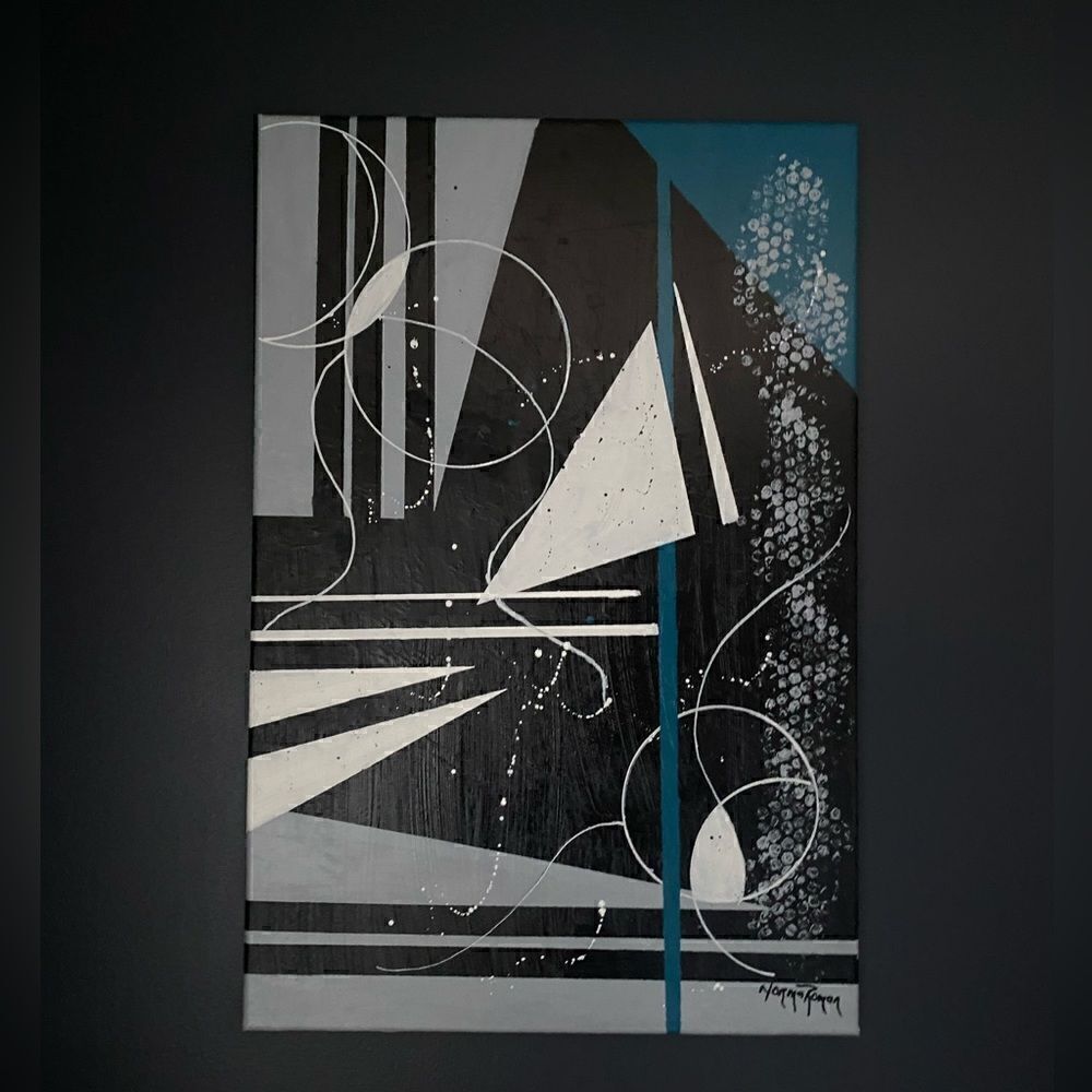 GEOMETRIC ABSTRACT PAINTING Acrylic signed